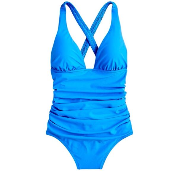 J. Crew Blue Scrunchie Strap One-Piece Swimsuit - Size 0 NWT - Picture 1 of 12